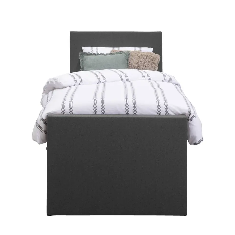 Boxspring met opbergruimte en voetbord Liv egaal - antraciet - 90x200cm