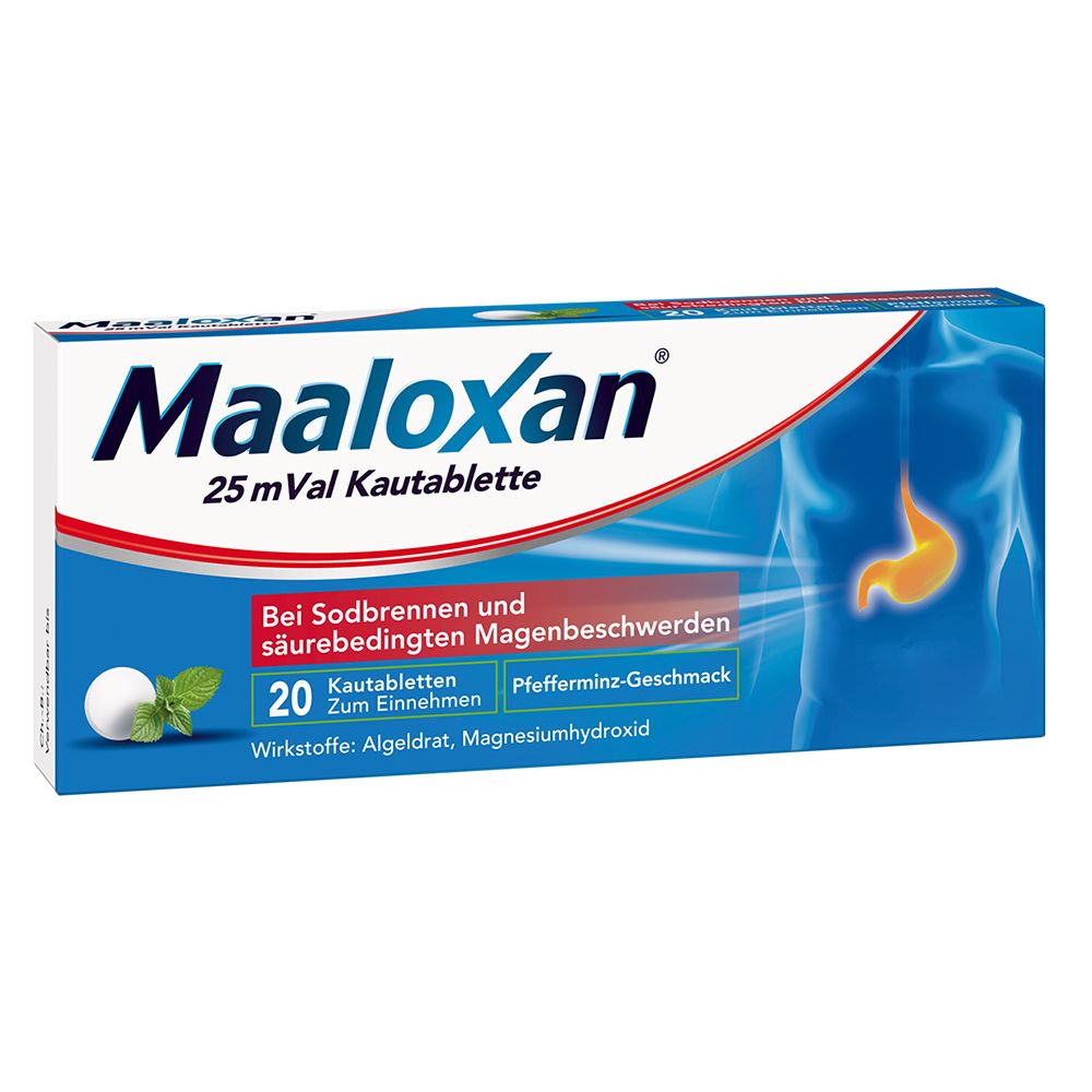 MAALOXAN®  Kautabletten bei Sodbrennen mit Magenschmerzen