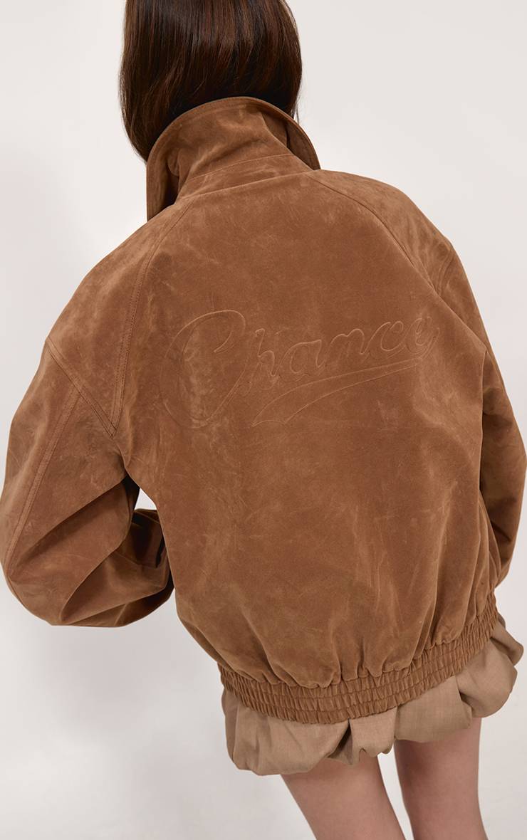Marron Veste Bomber En Synthétique Gaufré