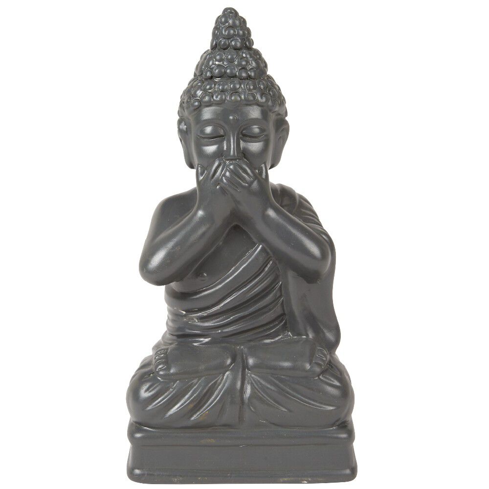 Statue Bouddha de la sagesse résine gris foncé
