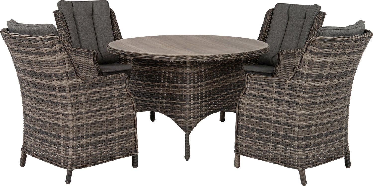 Intratuin 4-zits diningset Lima wicker bruin / grijs