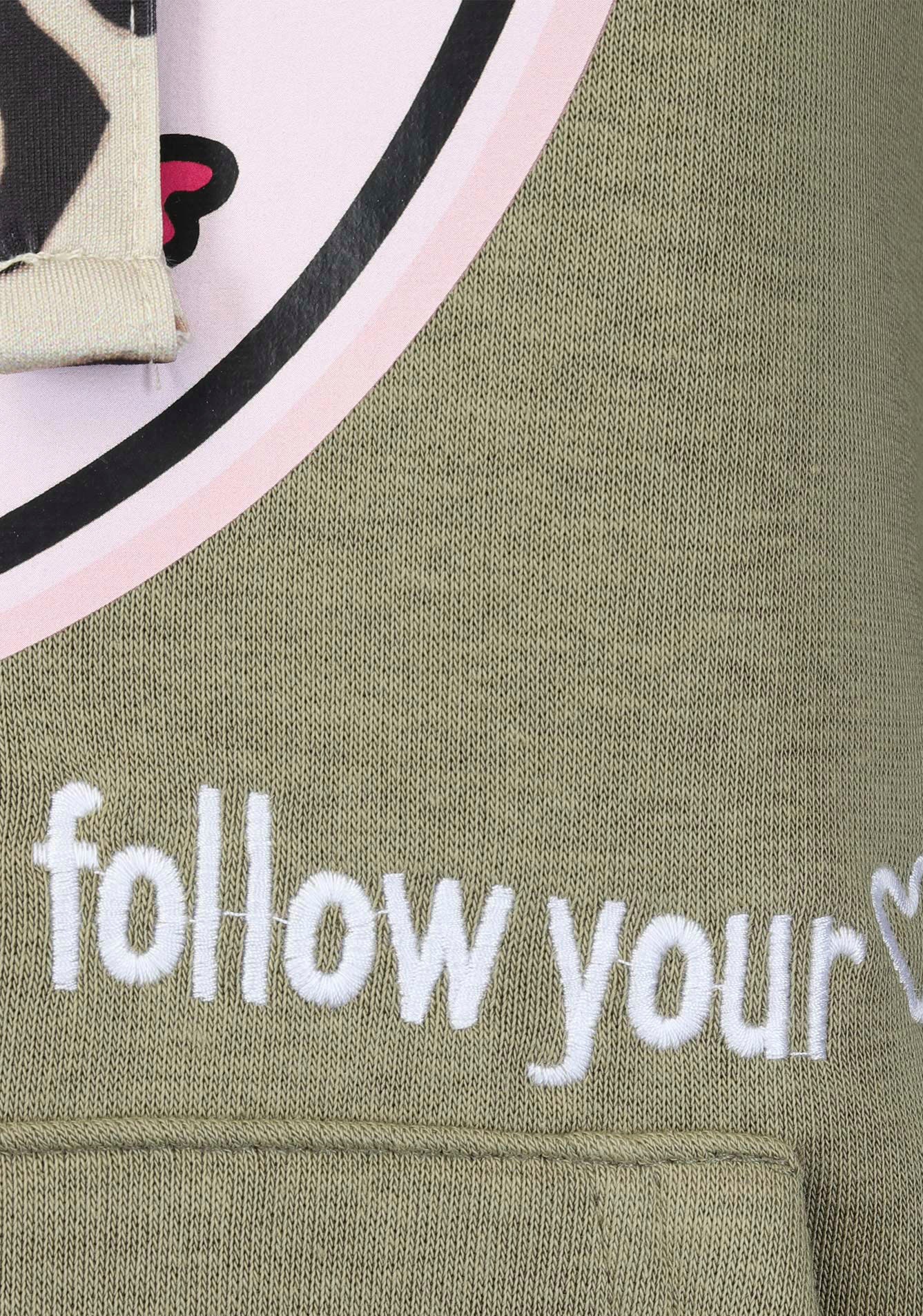 Zwillingsherz Hoodie , Kapuze, Langarm, Kängurutasche, Leo-Details, modisch