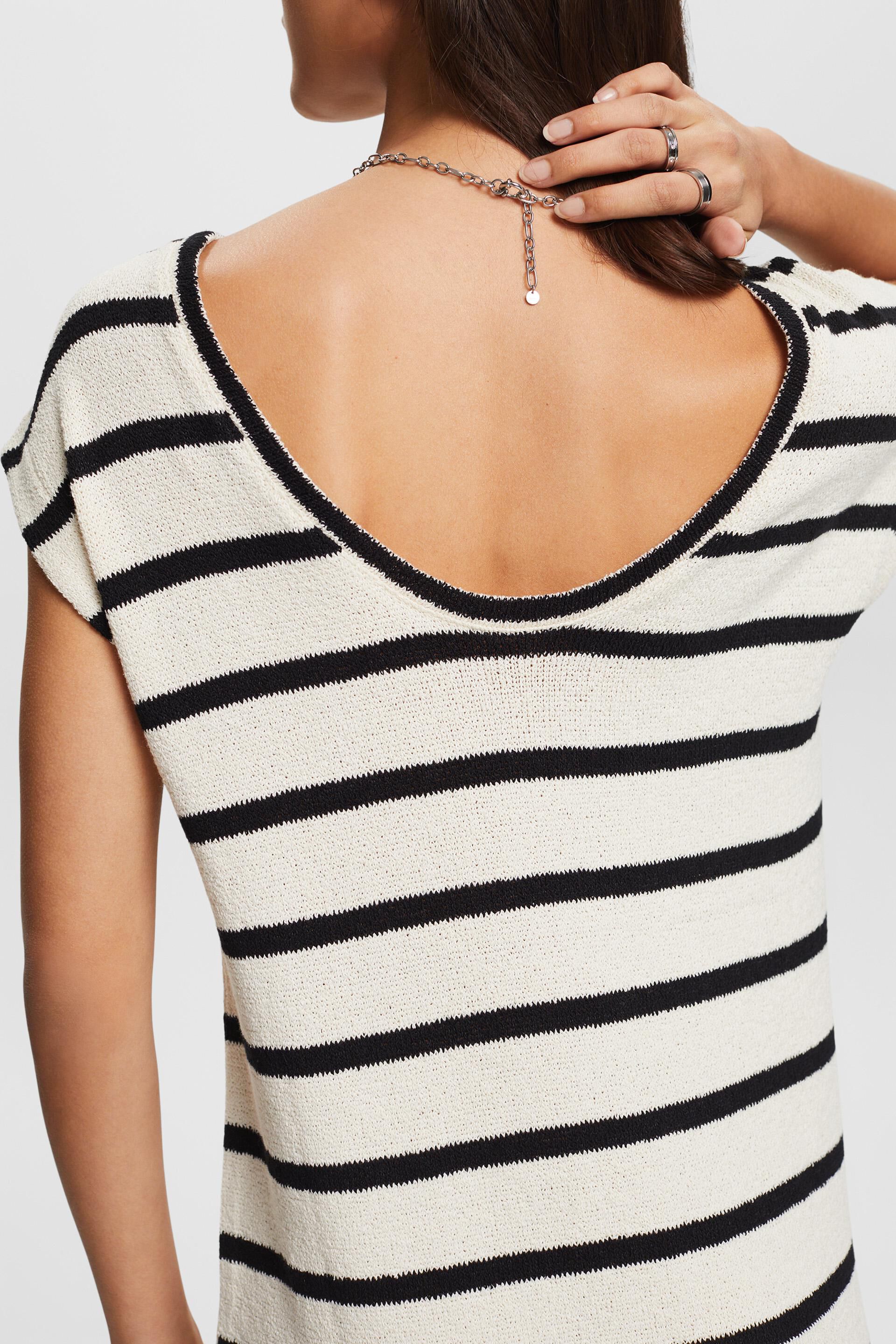 Robe rayée de longueur midi en maille de coton