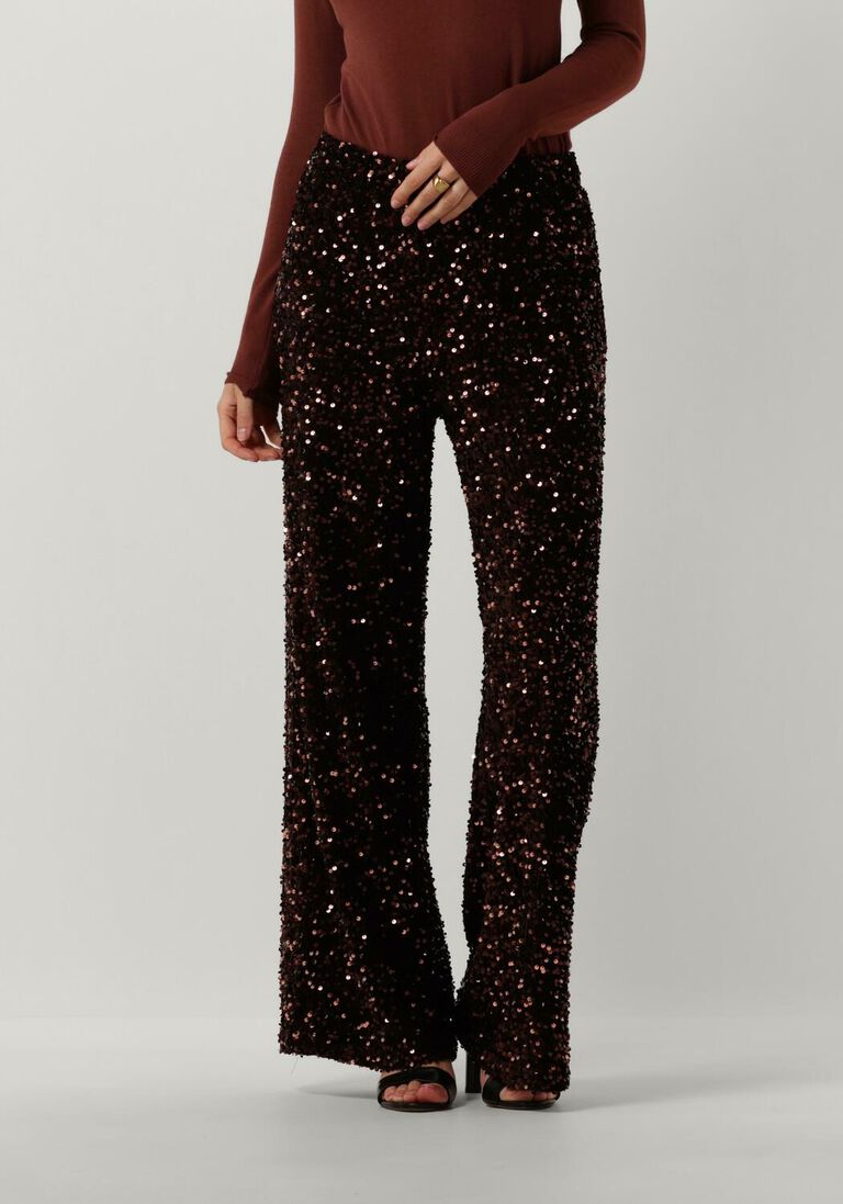 SUMMUM rode summum wijde broek pants sequins velour
