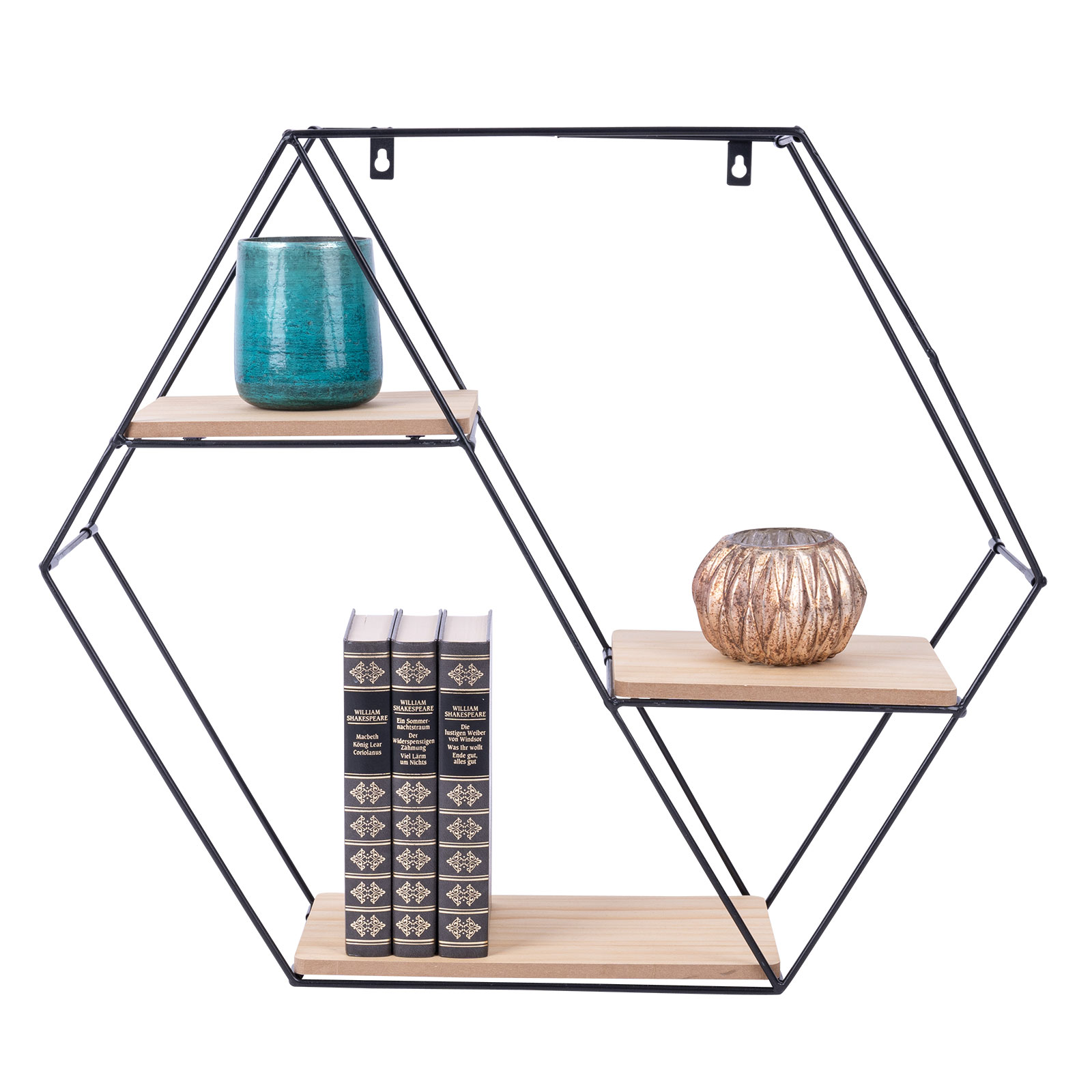 Wandregal - schwarz-natur - 58 cm