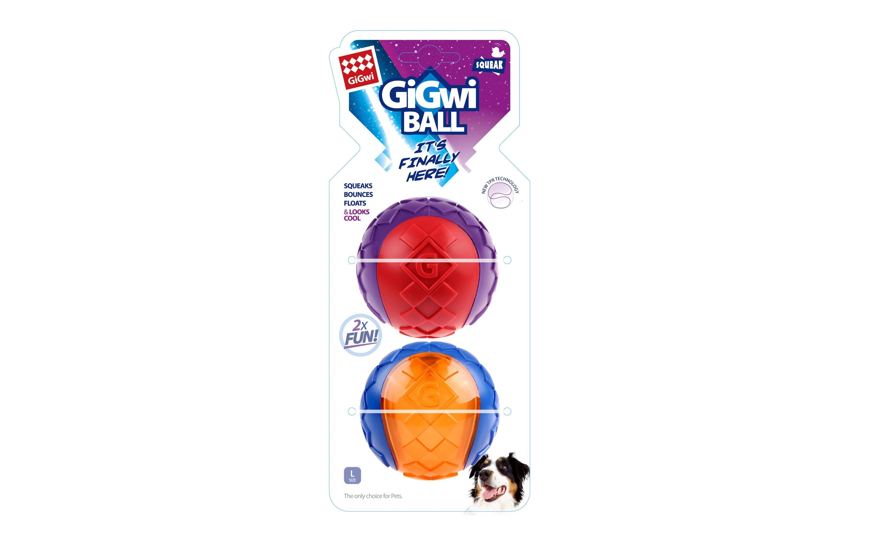 Hunde-Spielzeug Ball Squeaker, Blau/Orange und Rot/ViolettSpielzeug für Hunde