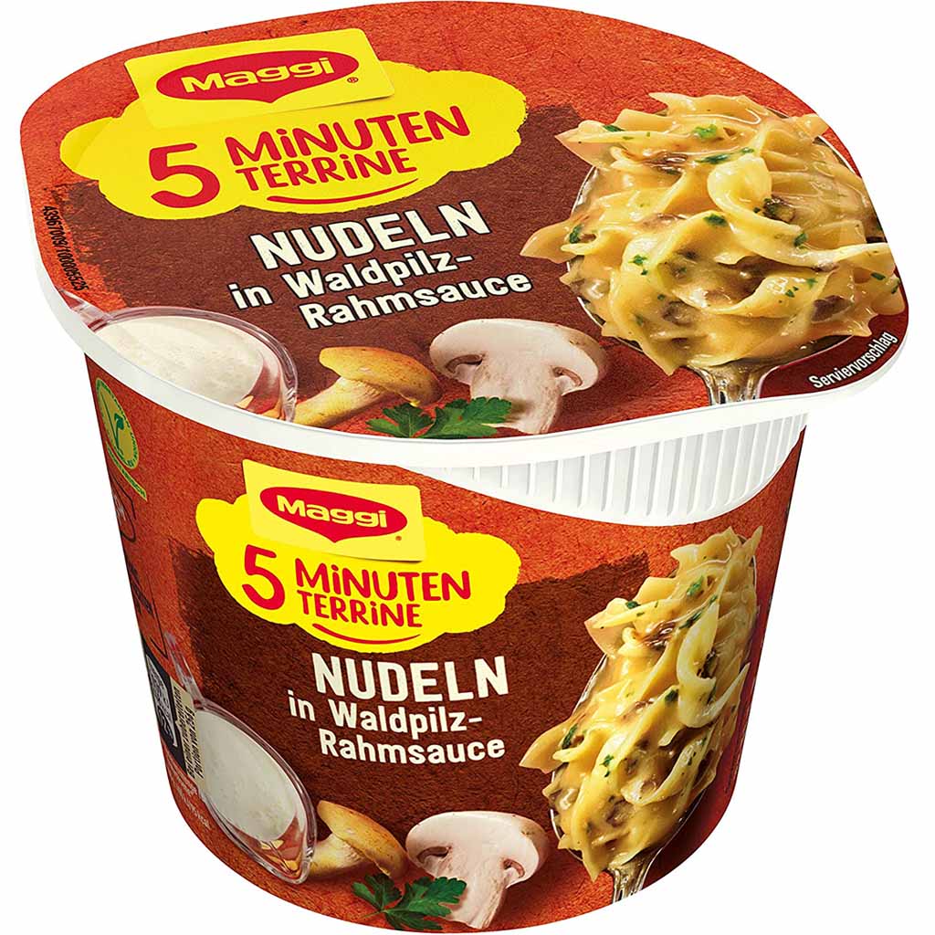 8x Maggi 5 Minuten Terrine Nudeln Waldpilz Rahmsauce á 56g=448g MHD:30.10.25