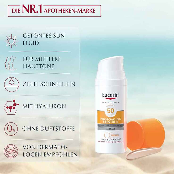 Eucerin Sun CC Gel-Creme getönt mittel LSF 50 + , 50 ml