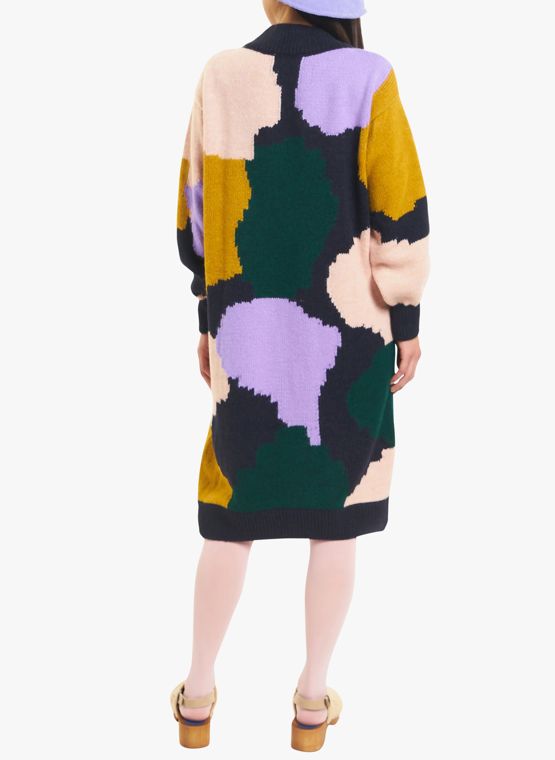 Robe midi-pull col montant imprimée| Multicolore