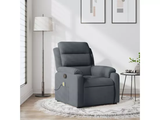 Fauteuil massant inclinable gris foncé velours