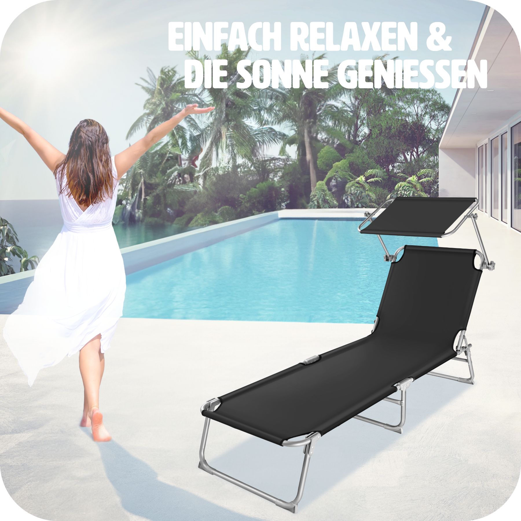 tectake® 2er Set Gartenliege, klappbar, 4-fach verstellbare Rückenlehne, 190 x 68 x 28 cm