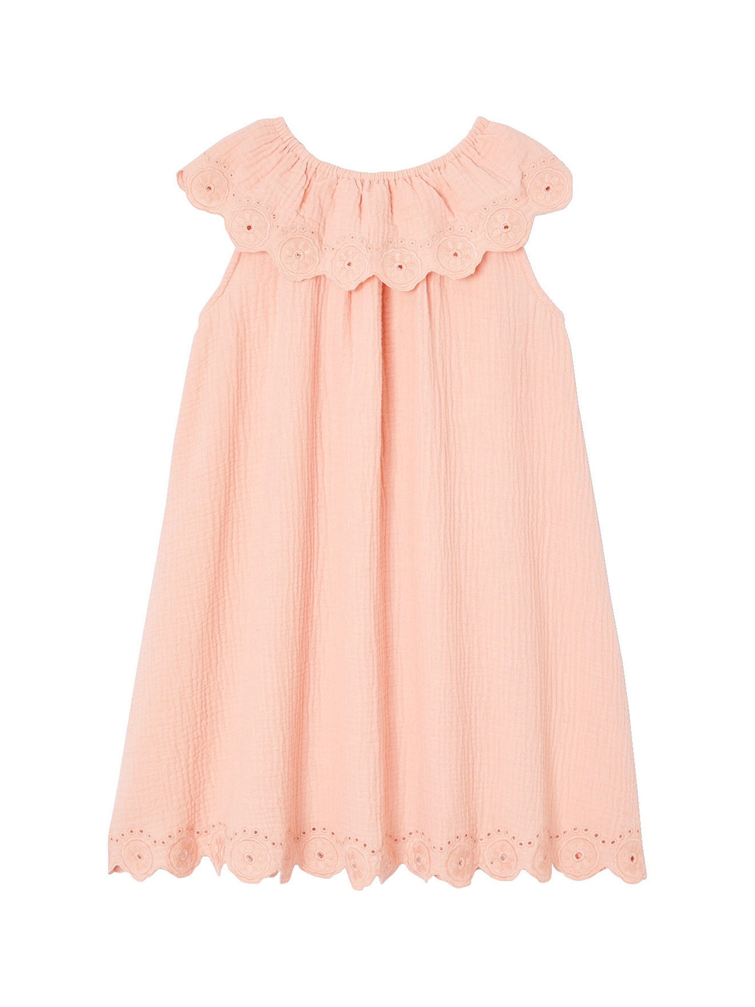 Vertbaudet Festliches Mädchen Kleid mit besticktem Kragen hellrosa