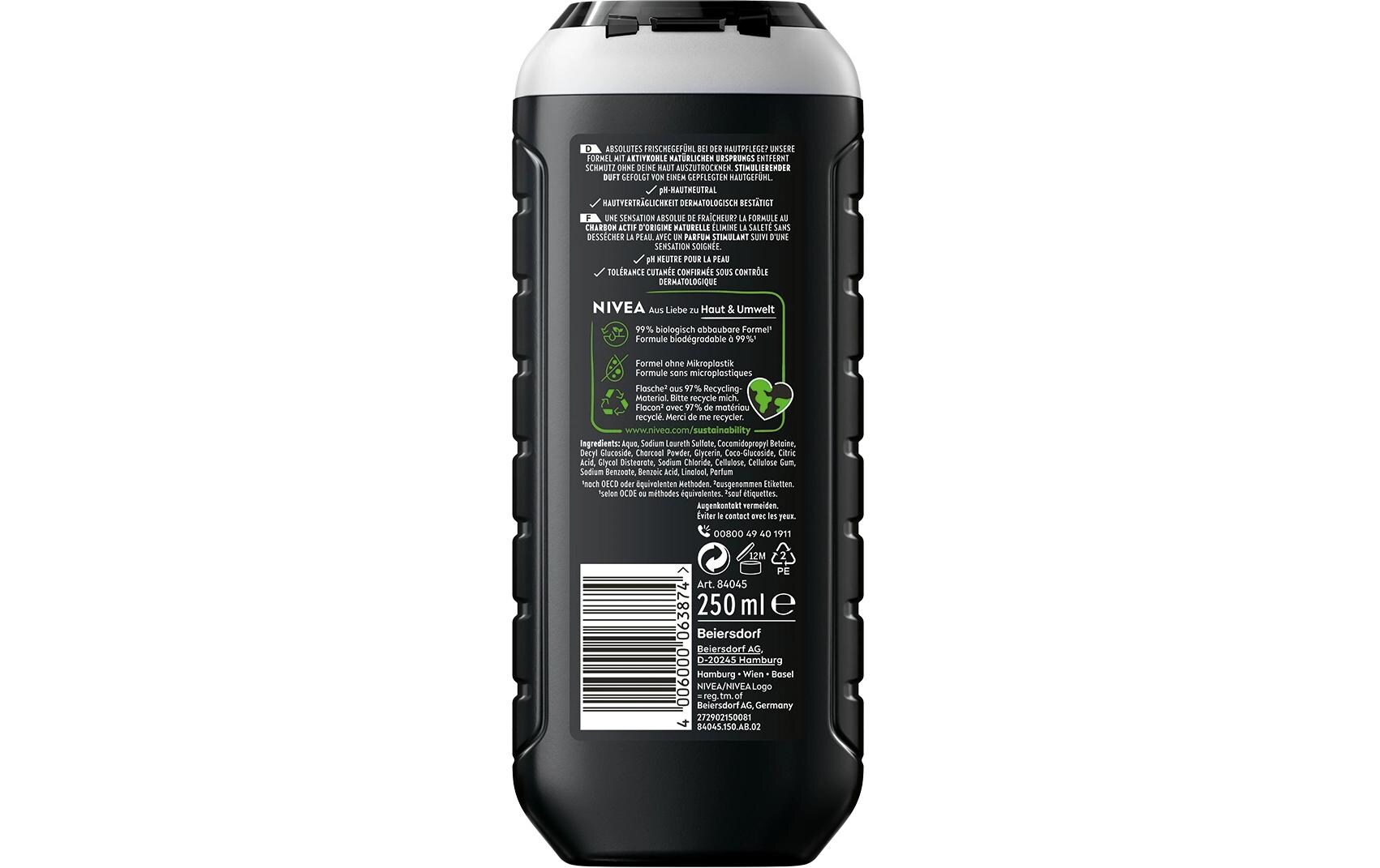 Duschgel Active Clean 250 mlPflegedusche für Männer mit natürlicher Aktivkohle reinigt schonend und gründlich