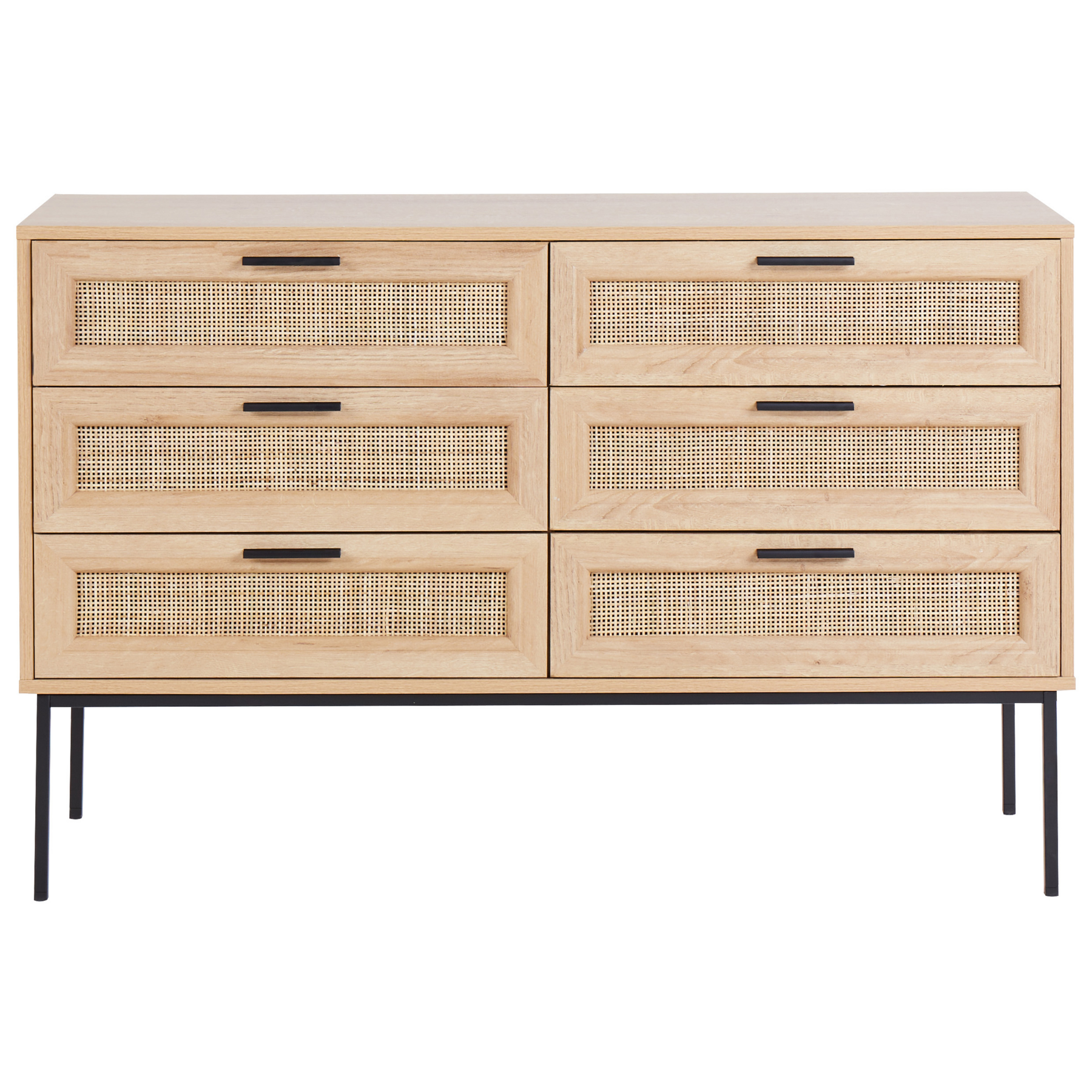 Beliani - PASCO  - Dressoir 6-lades - Lichte houtkleur - Rotan