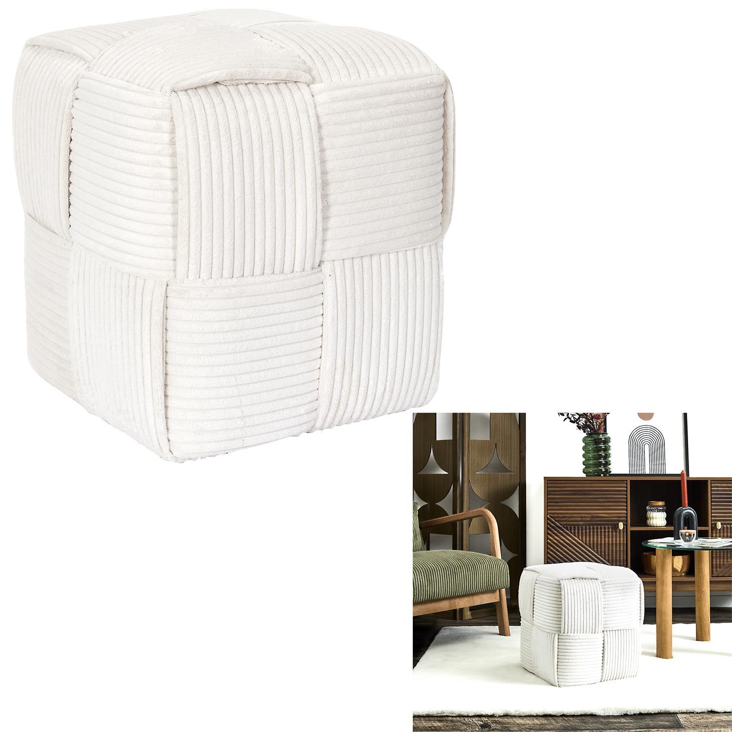 SCOTT POUF COTELE TRESSE BEIGE