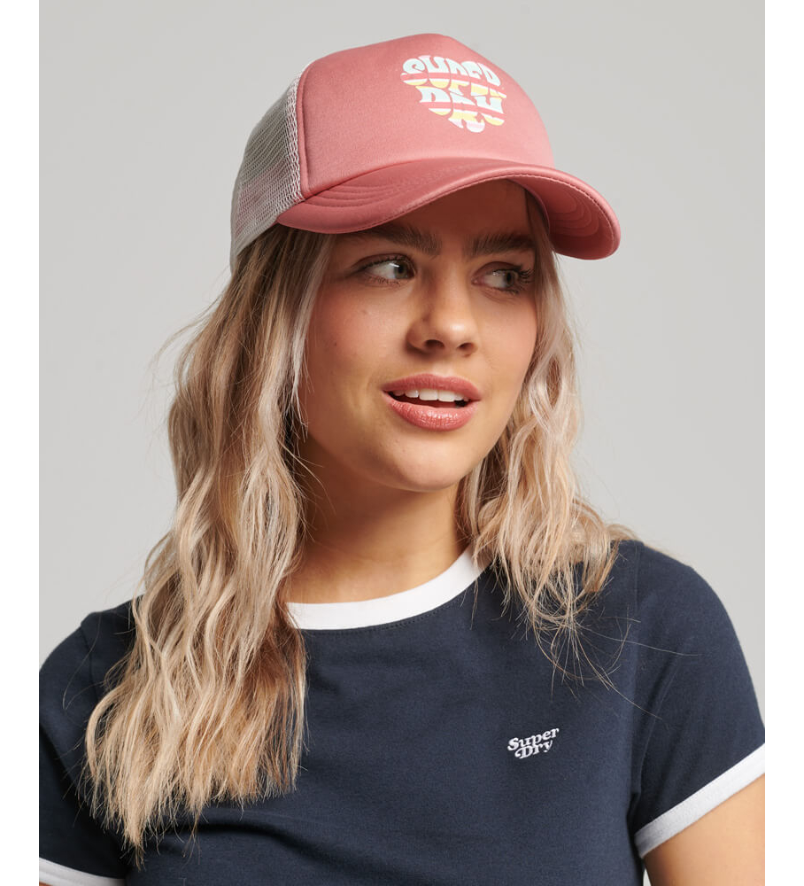 Boné Trucker Superdry Vintage Logo Rosa