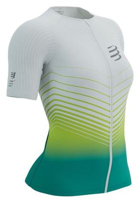 Maillot Manches Courtes Compressport Tri Postural Aero SS W Blanc/vert