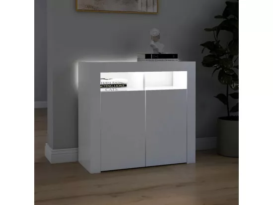 Buffet avec lumières LED Blanc 80x35x75 cm