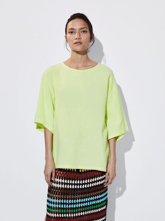 Camiseta de algodão texturizado - Verde
