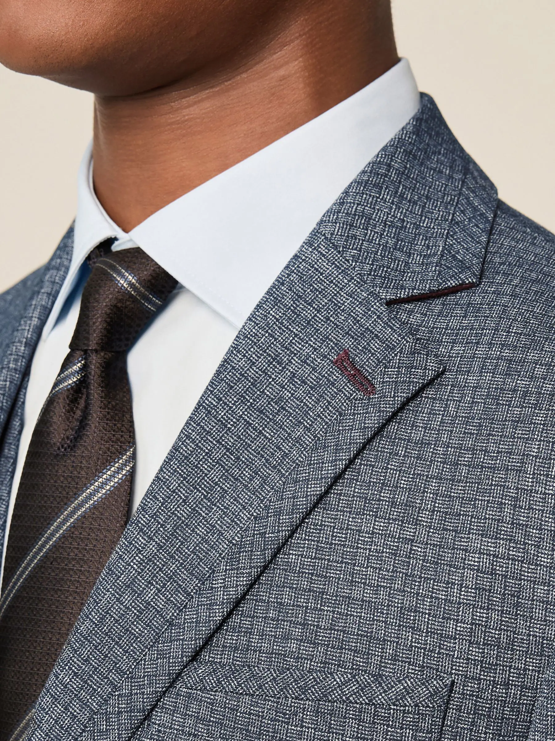 Blauw - Regular Fit Trimmed Textured Suit Jacket