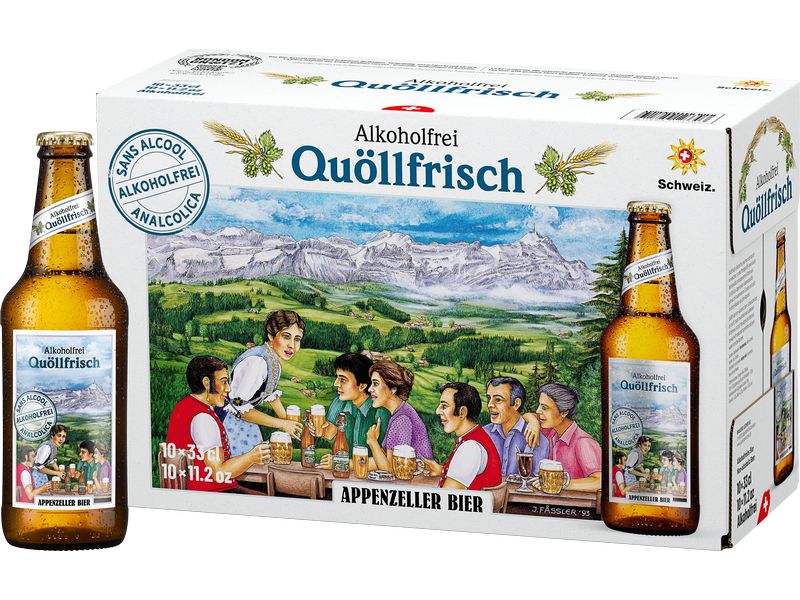 Appenzeller Bier Bier Quöllfrisch alkoholfrei 10 x 0.33 l Schweizer Lagerbier ohne Alkohol