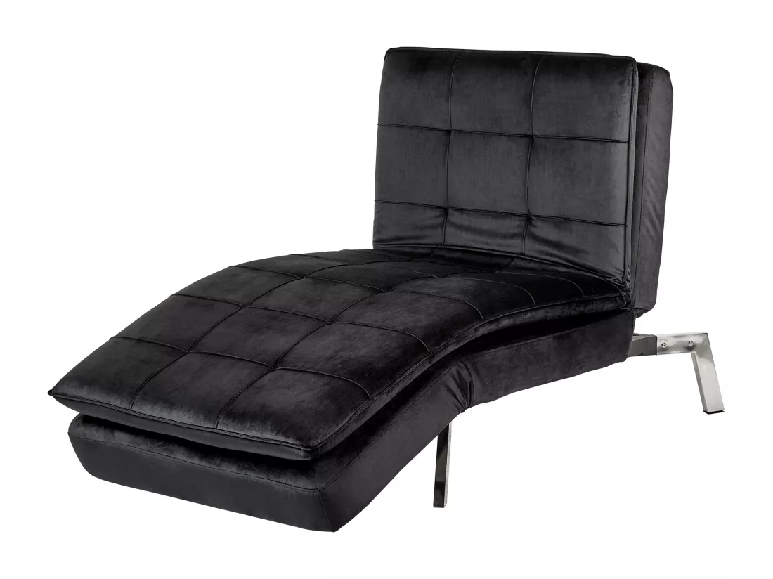 Chaise longue en velours noir LOIRET