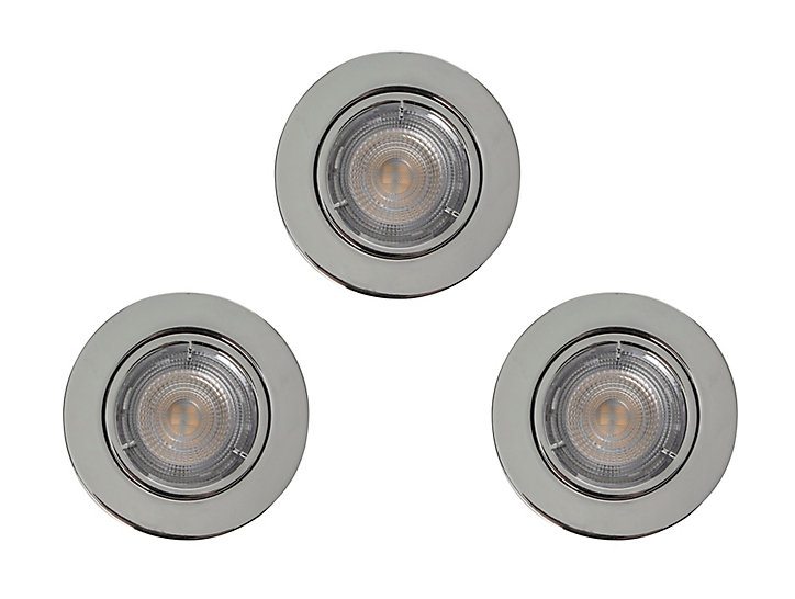 3 spots à encastrer Colours Caius IP20 chrome Ø8,5 cm
