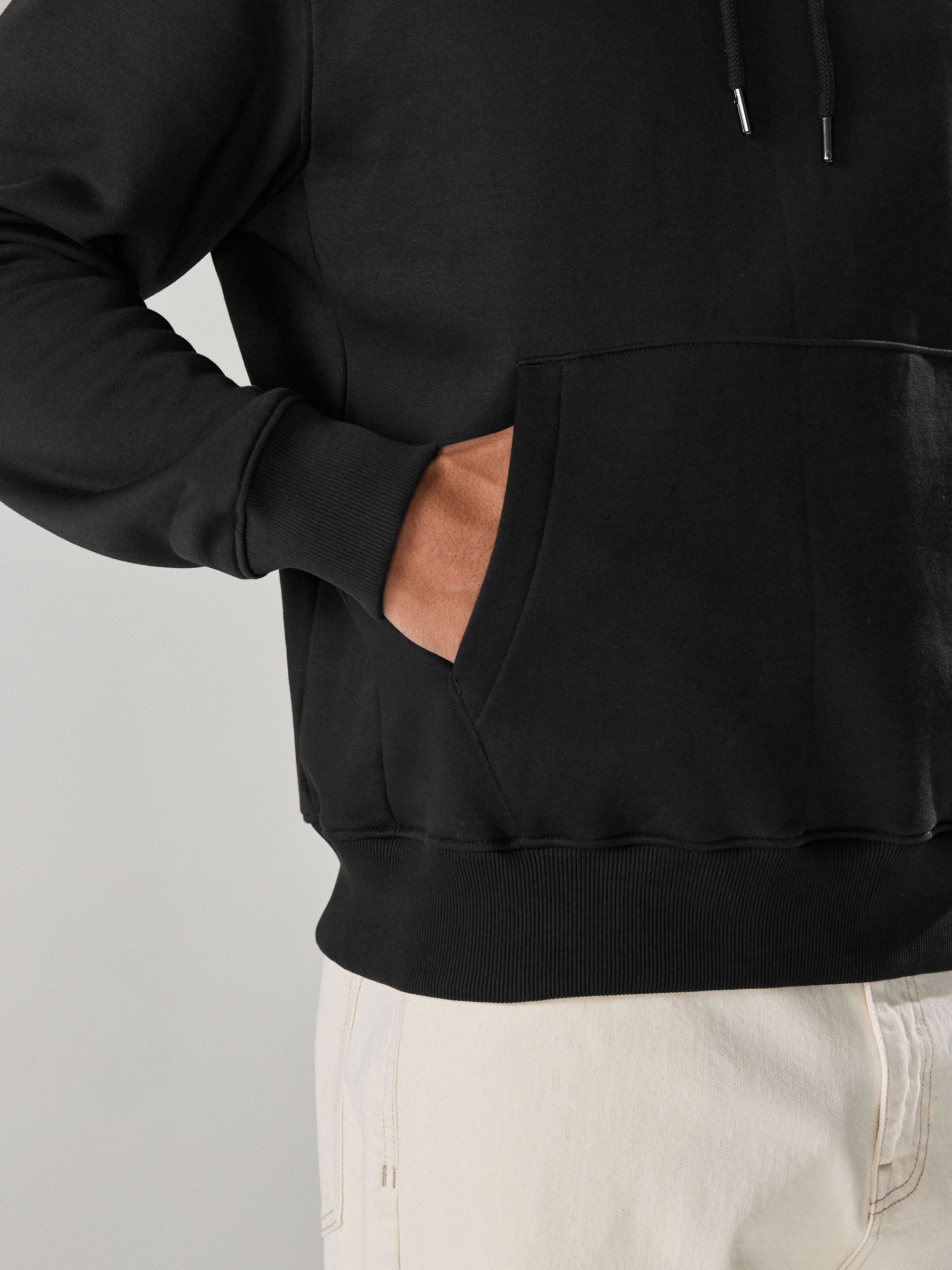 Zwart - Normale Pasvorm - Zwaargewicht Cotton Rich Jersey Hoodie