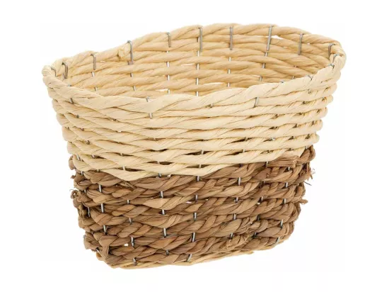 Panier en bois, corde de papier et fibre naturelle jaune 27x20x17