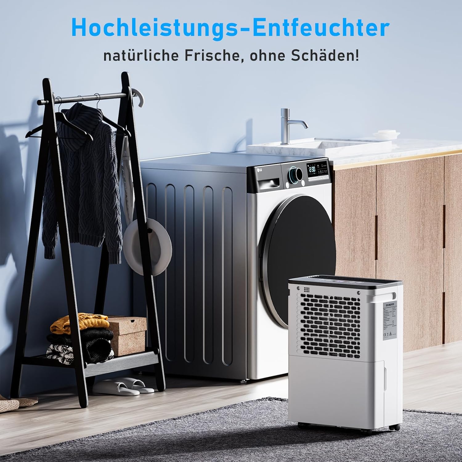 OKYUK Luftentfeuchter Elektrisch 10L mit Digitaler Luftfeuchtigkeitsanzeige, 32dB Leiser 25m², mit automatischer Abschaltung, für Wohnmobil, Badezimmer, Keller,1 J. Umtausch/10 J. Garantie (10L Weiß)