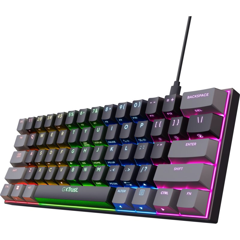 Trust GXT 867 Acira clavier Gaming USB Français Noir, Gris