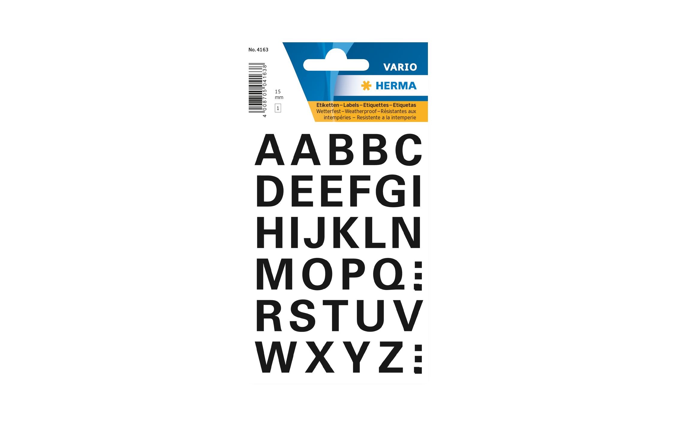 Namensetiketten A – Z, 1.5 cm, SchwarzSelbstklebende Buchstaben