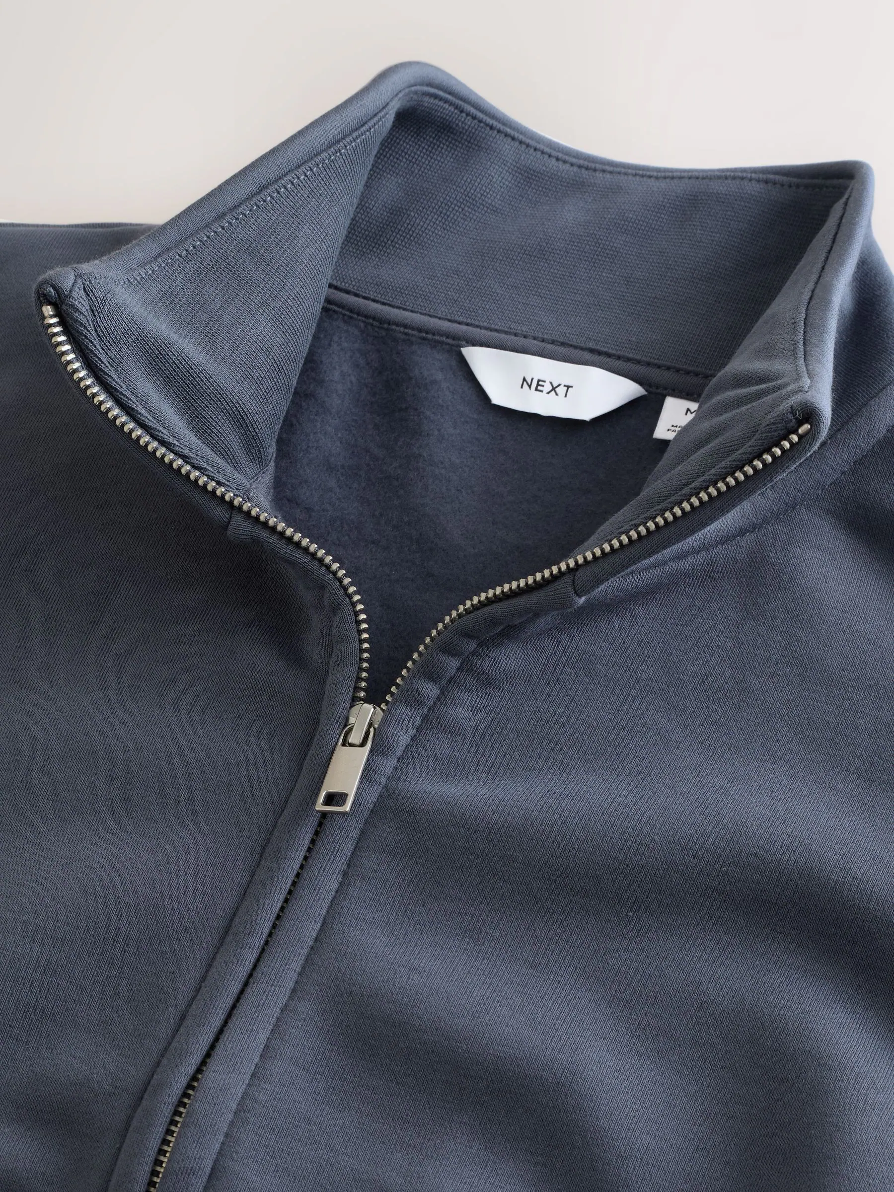 Blauw - Cotton Rich Jersey Full Zip Funnel Neck Sweatshirt