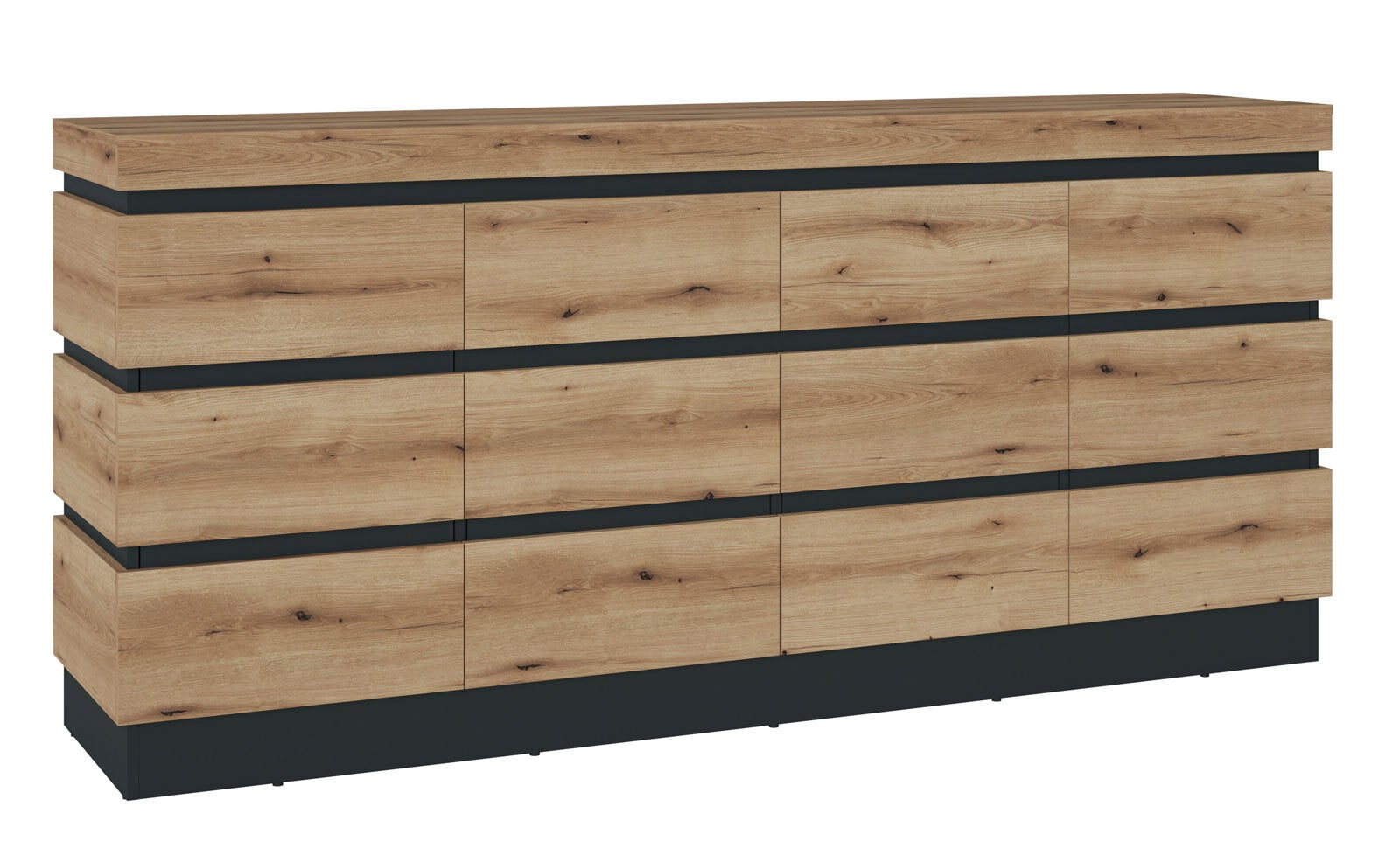Sideboard Corte 201 x 92 cm Coast Evoke-Eiche-Dekor/Kosmos grau