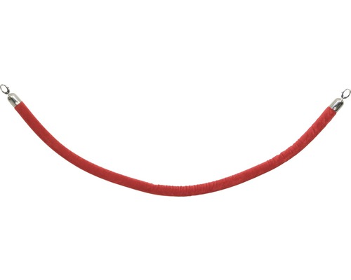 Afzetkoord, glad rood, chroom uiteinde, 150 cm