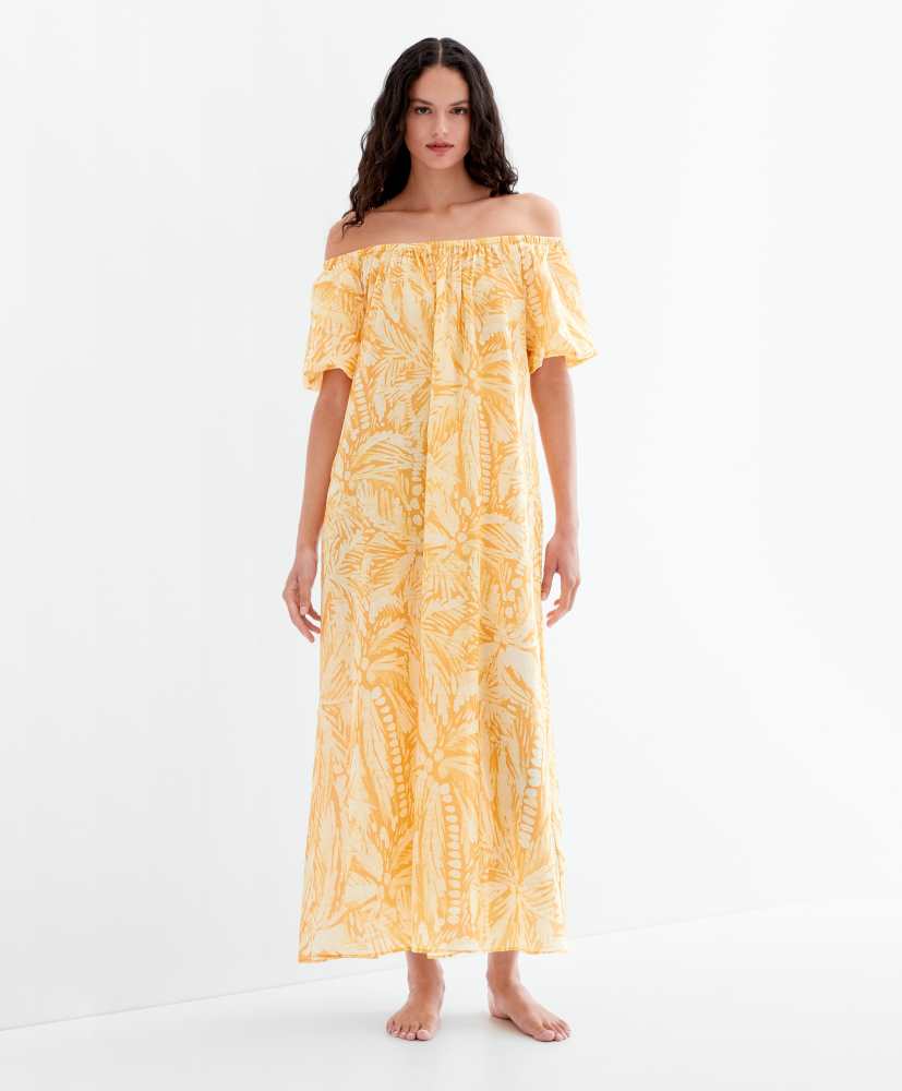 Vestido ombro a ombro, 100% algodão