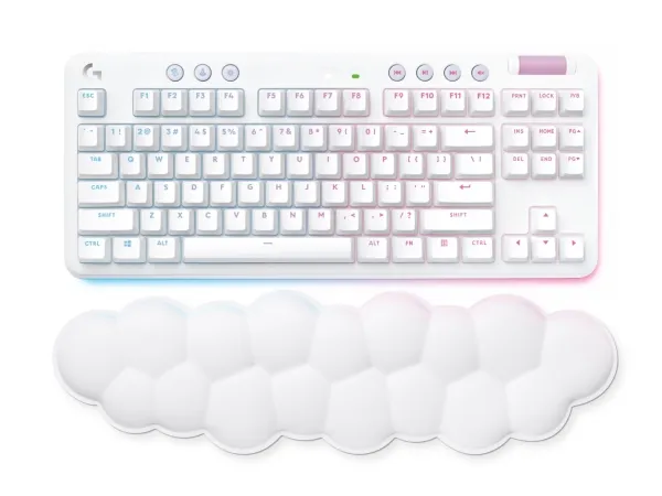 Logitech® | G715 - Tastatur - tenkeyless - bagbelyst - Bluetooth, LIGHTSPEED - layout: Nordisk - tastkontakt: Linear - hvid
