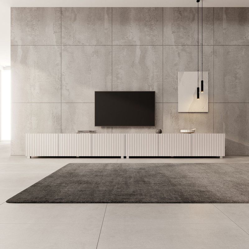 Meubella - Kenderes - TV-meubel - Beige - 300 cm - Met Opbergruimte