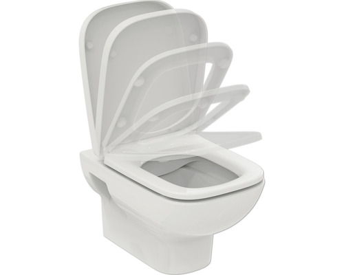 Ideal Standard wandclosetset i.life A, randloos, glanzend wit, met toiletzitting T467101