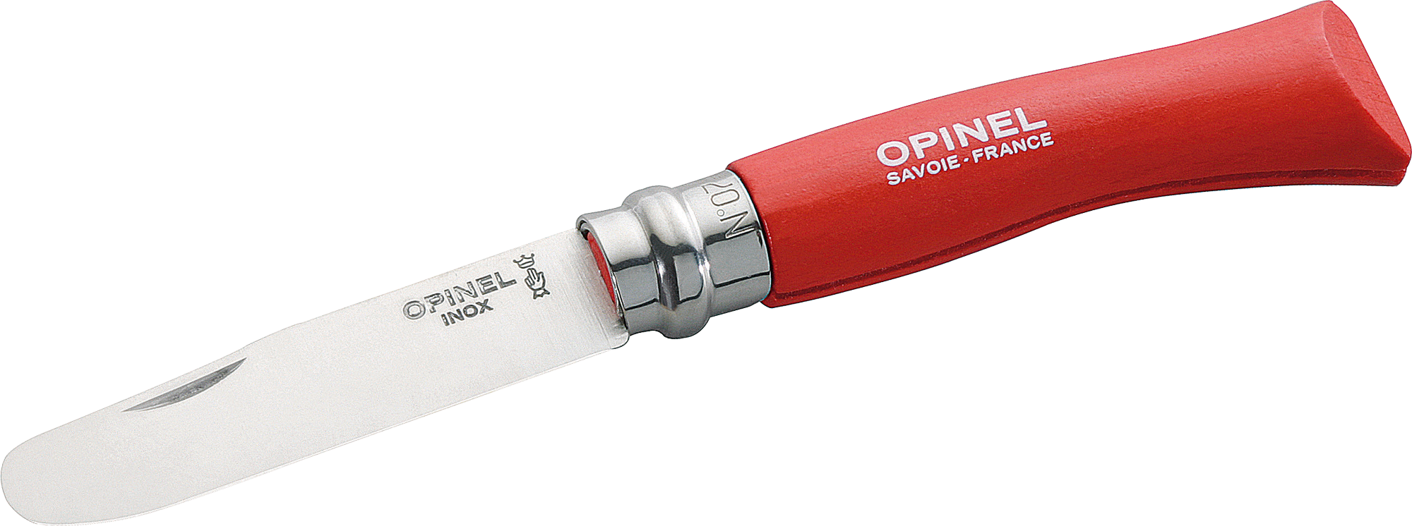 Opinel N°07 Taschenmesser für Kinder Klingenlänge 8 cm rot