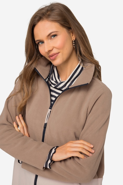 Fleecejacke, Colorblocking, Rundhals, Zipper, Langam, OEKO-TEX