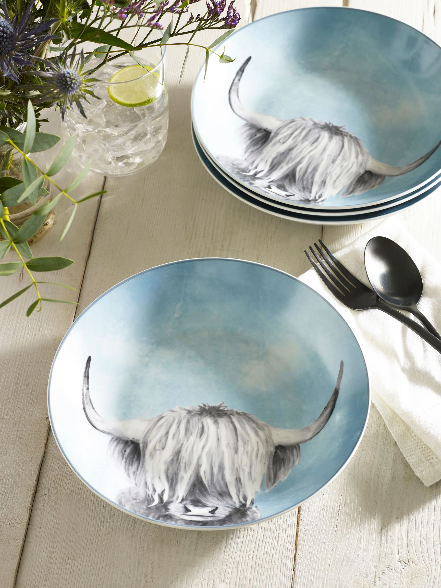 Set van 4 Hamish the Highland Cow pastaschalen