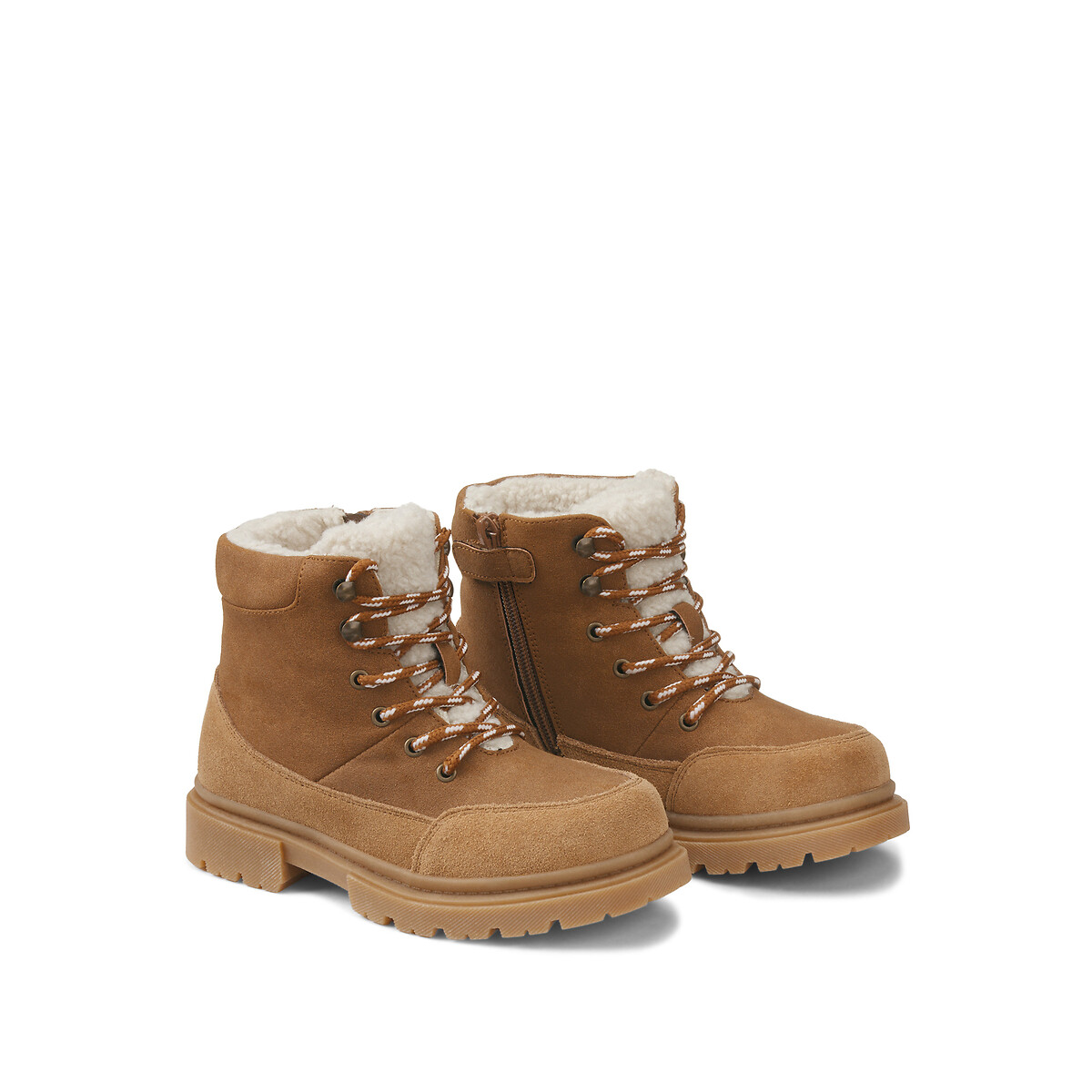 COLEÇÃO LA REDOUTE<br>Botas de cano curto forradas com zíper e cadarços