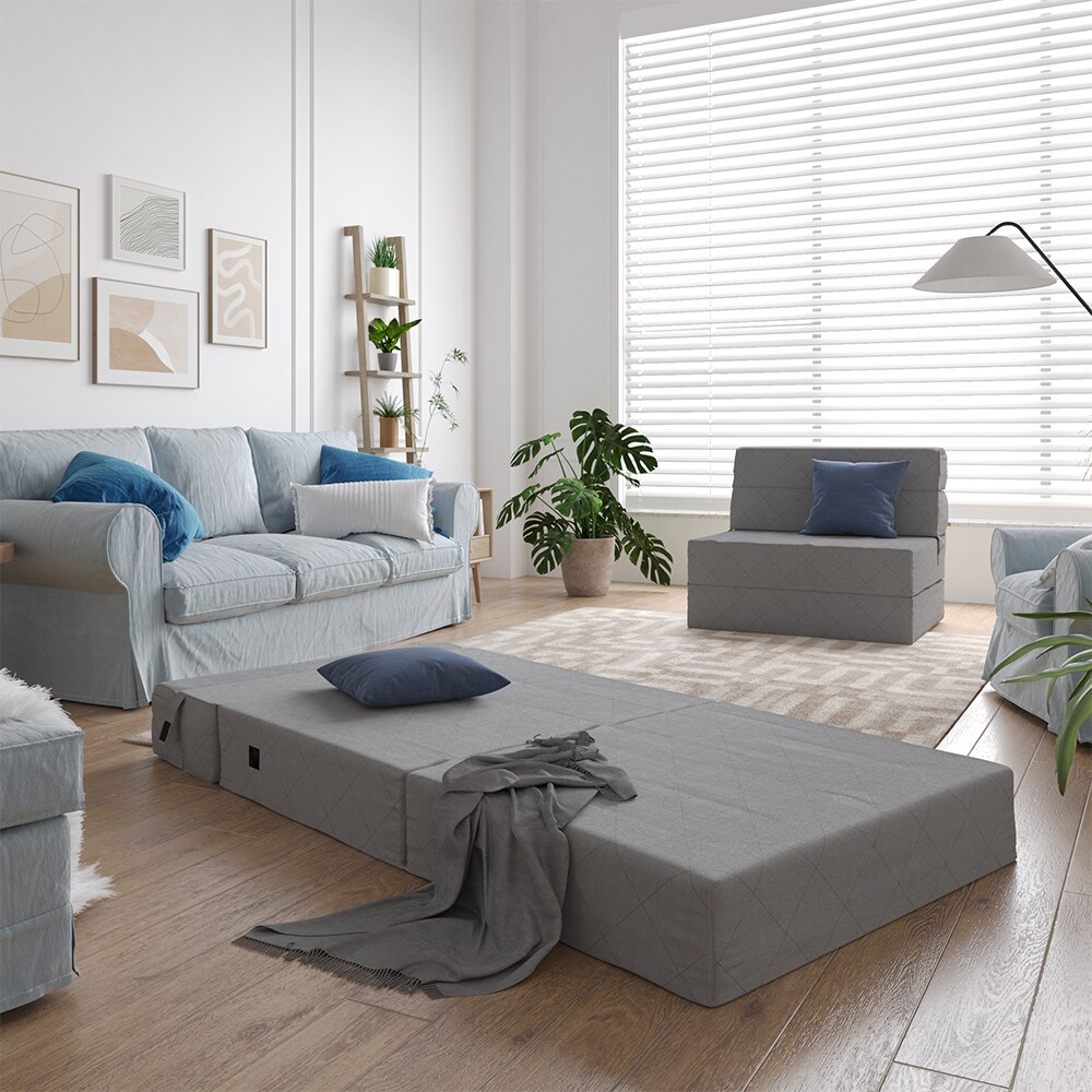 Vicco Sofa Lima Grau 100 cm mit Schlaffunktion