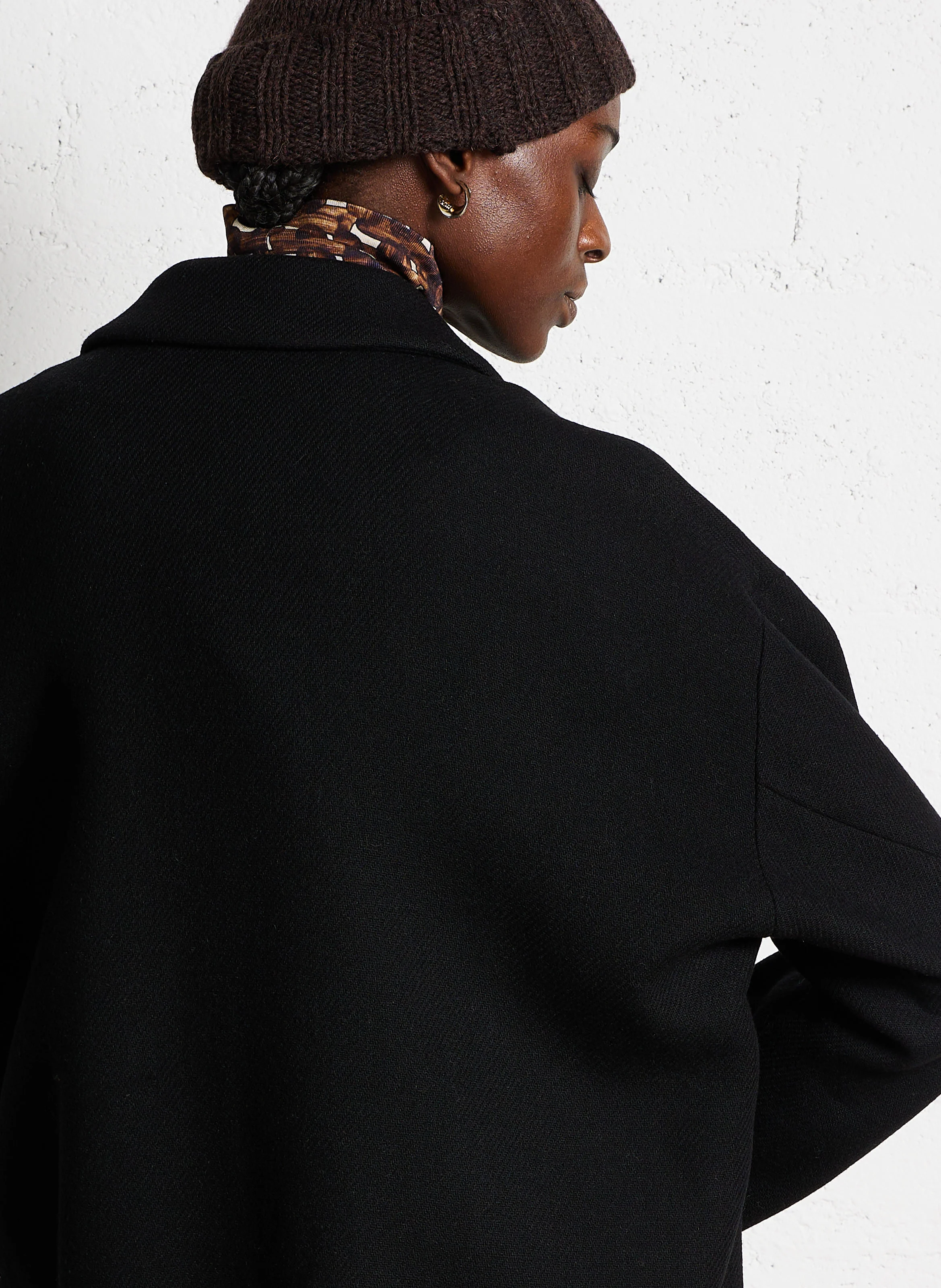 SALFORD - Manteau long tweed en laine| Noir