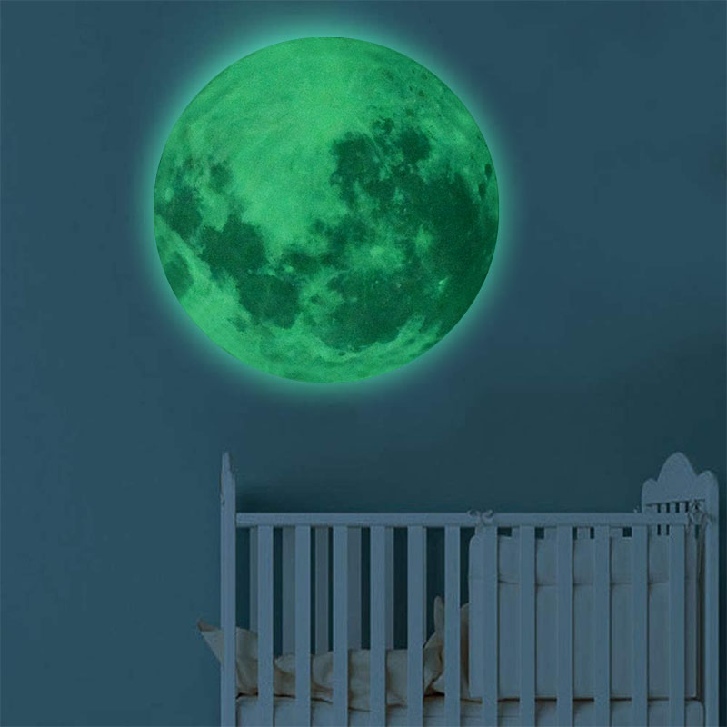 Leuchtender Fluoreszierender Wandsticker Mond für Kinderzimmer - Grün