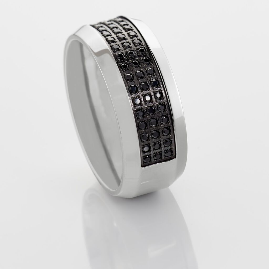 Bague Acier Blanc Tdeg Oxydes De Zirconium