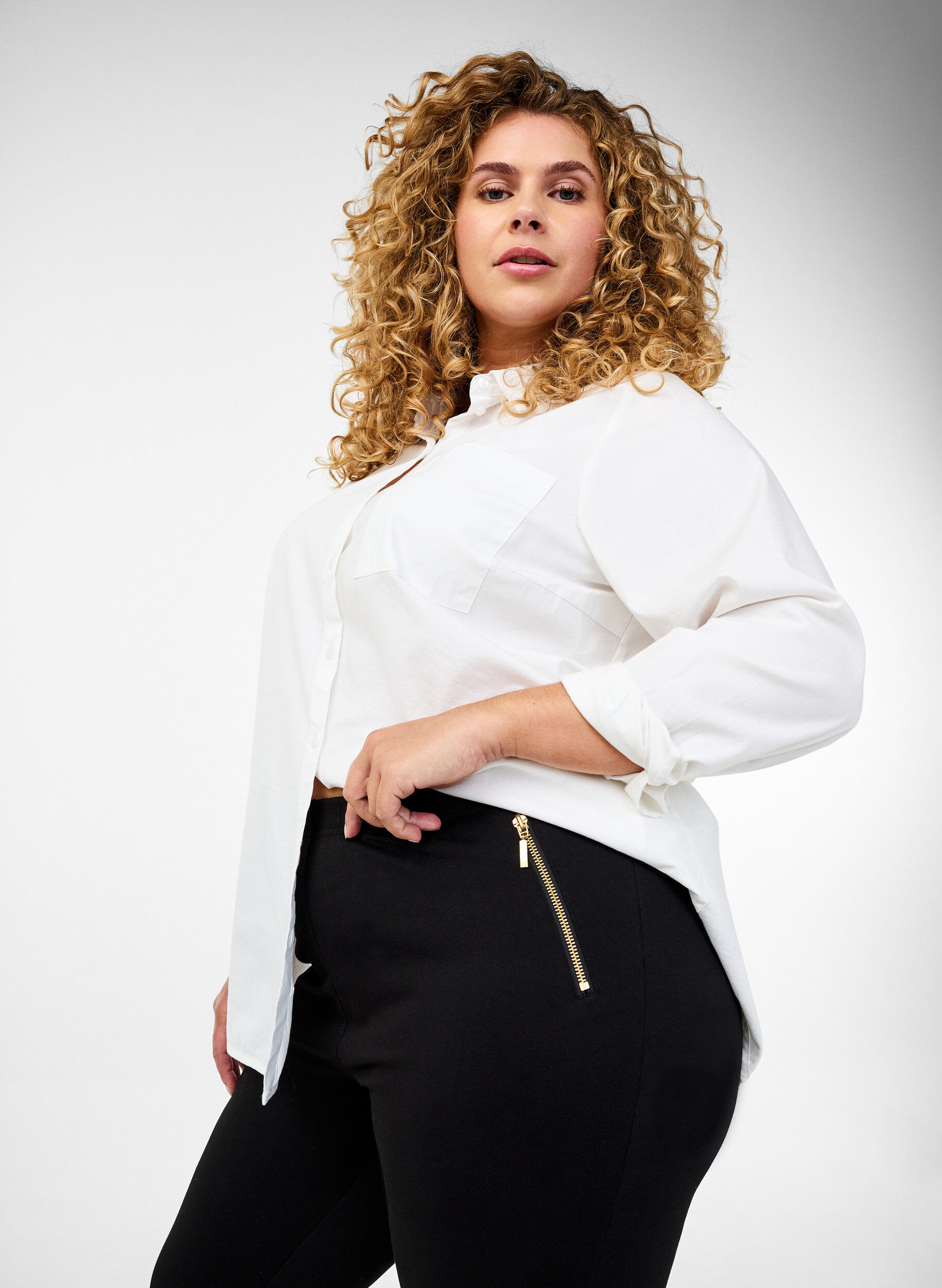 Viskose leggings med lynlåsdetalje