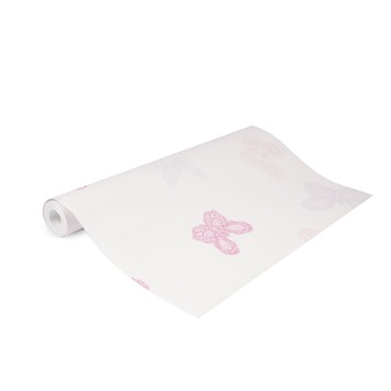 Vliesbehang Vlinders roze 100114