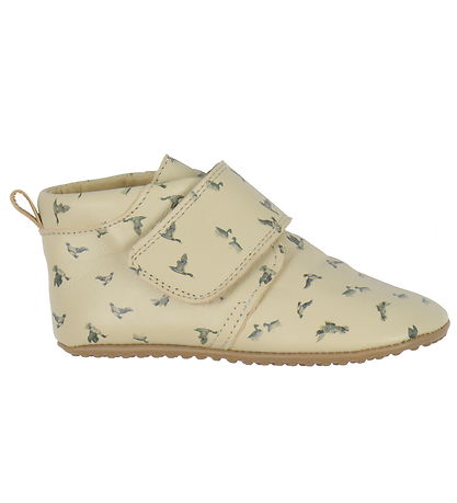 Pom Pom Leder-Krabbelschuhe - Anfänger Klettband - Ente AOP
